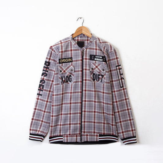 ClothingX Biker Jacket (Grey Check)